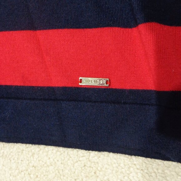 Tommy Hilfiger Women's Navy Blue Red Stripe Funnel Turtleneck Sweater Dress Sz M - Picture 5 of 7